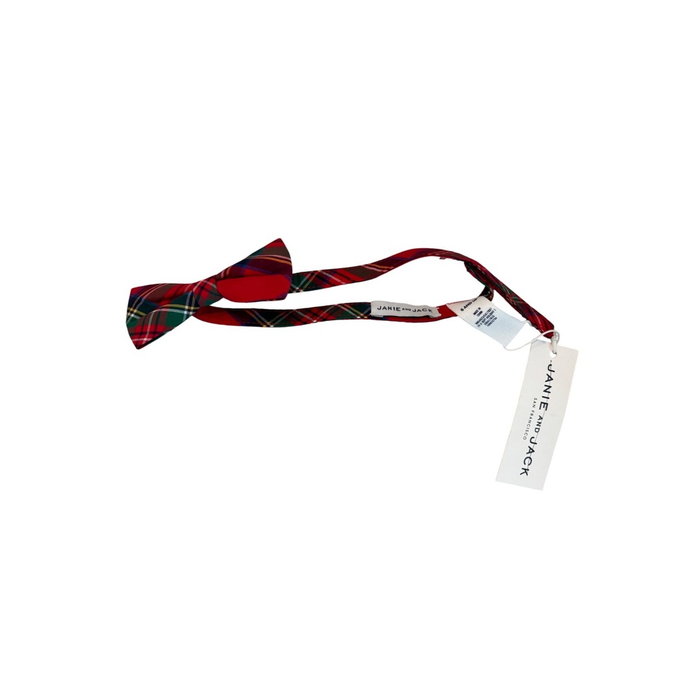 Janie and Jack Boys Tartan Plaid Bow Tie Red Multi Holiday Size 6 and up NWT - Picture 6 of 11